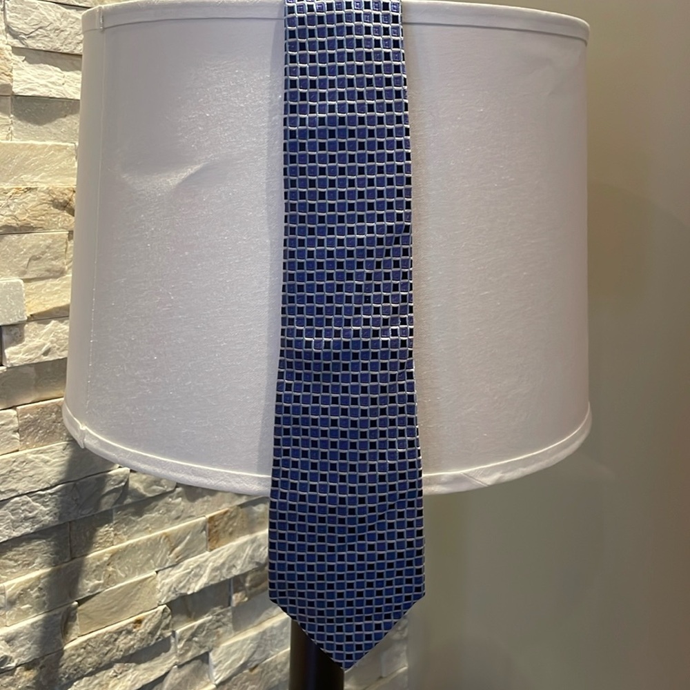 Jones New York Blue and Black Squares Silk Tie